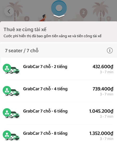 Grabのチャーター料金