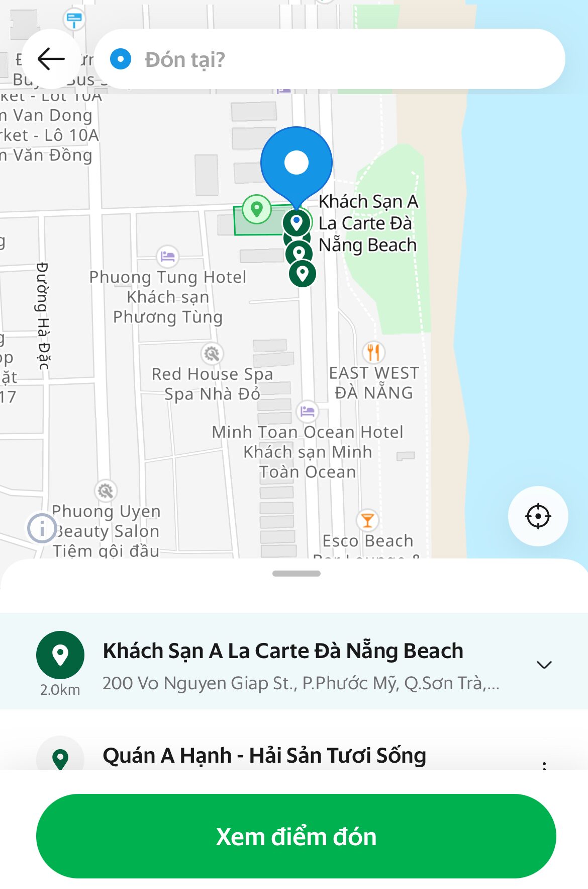 Grabチャーターの待ち合わせ場所の指定