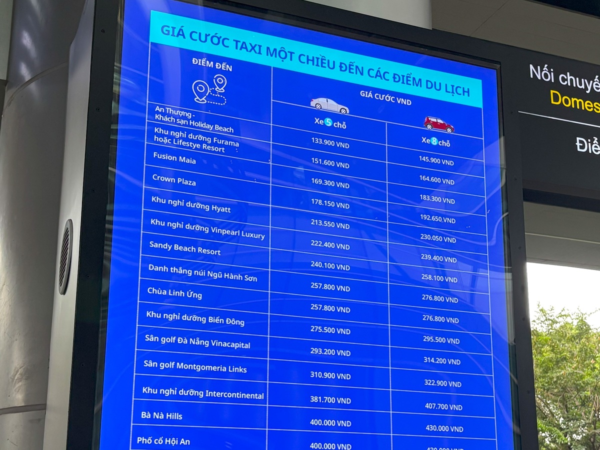 ダナン国際空港からの料金目安。